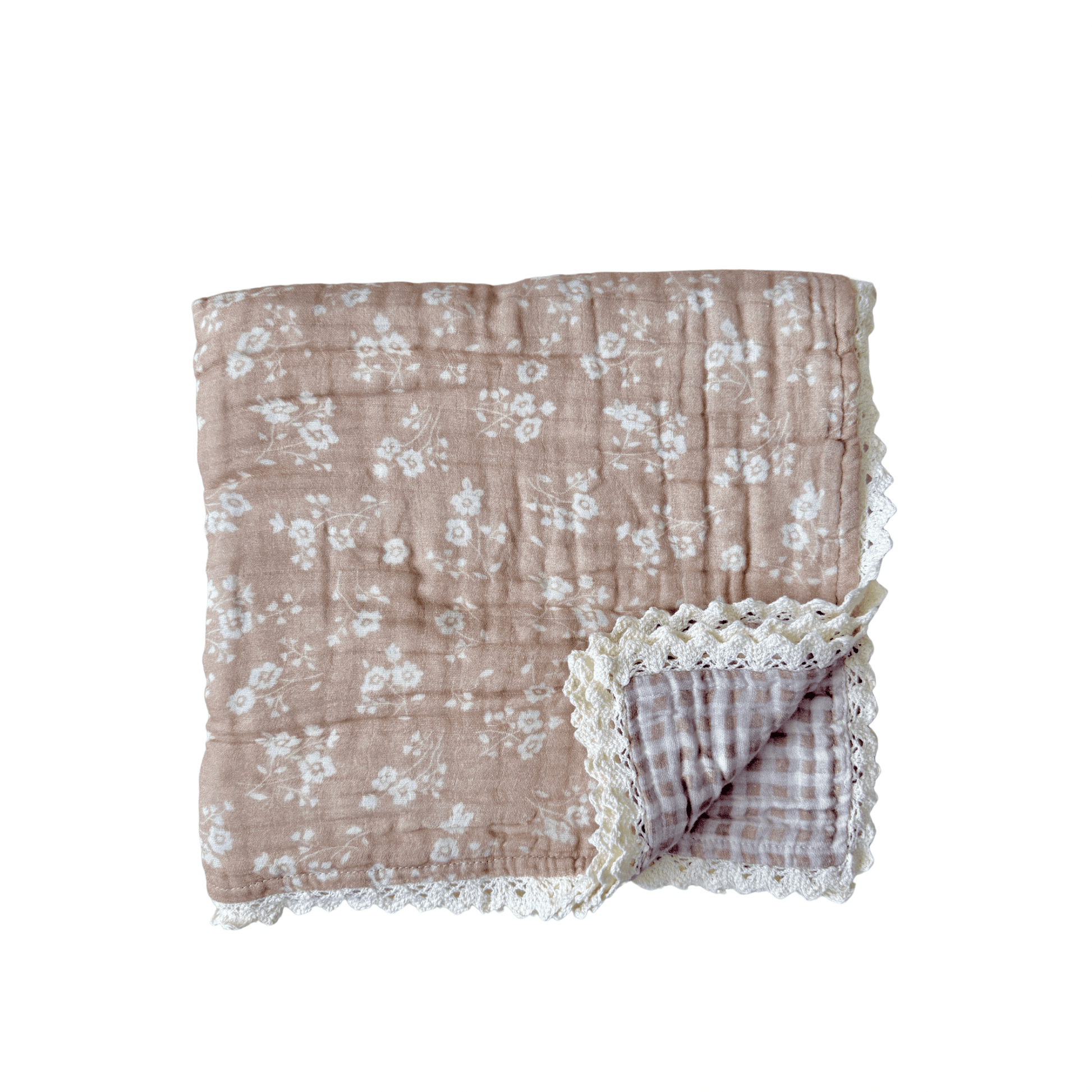 PRE - ORDER** Organic Muslin 6 - Layer Blanket - Sweet Pea Lace - Harp Angel Boutique