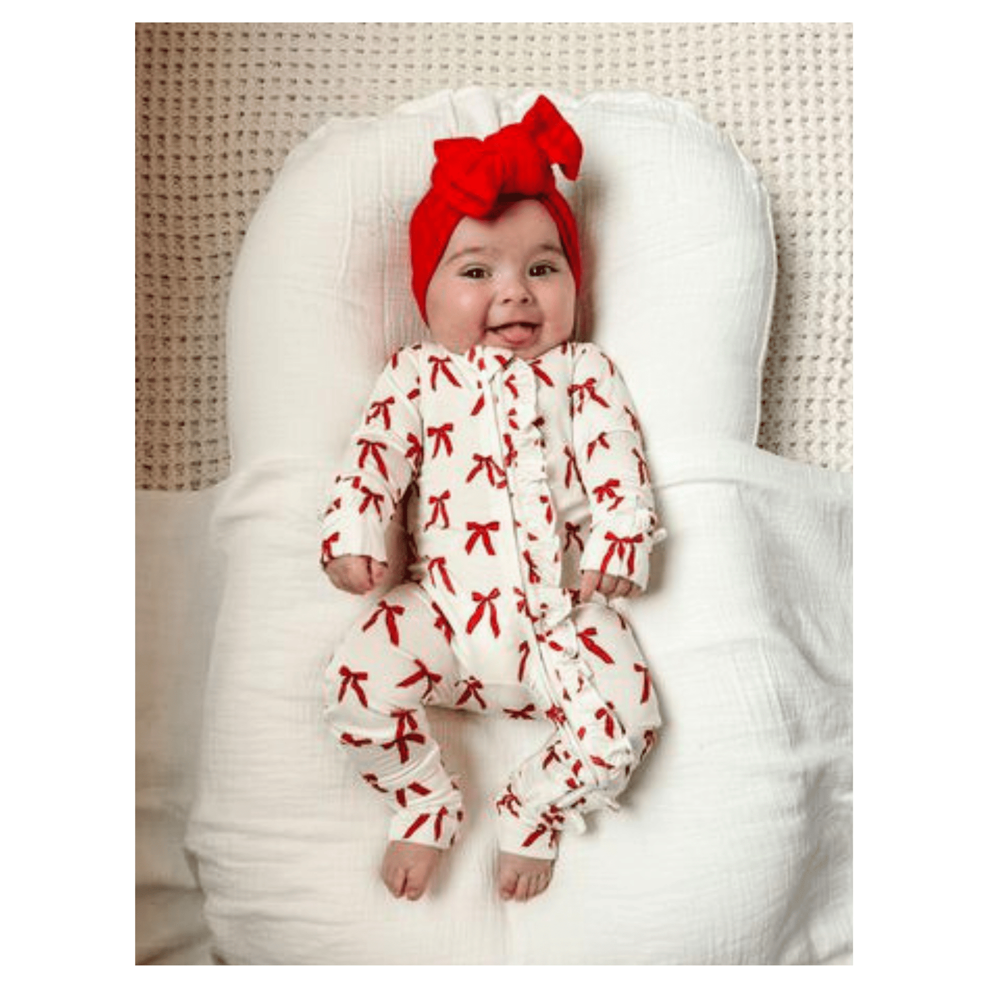 Ruffle Zipper One Piece - Red Bows - Harp Angel Boutique