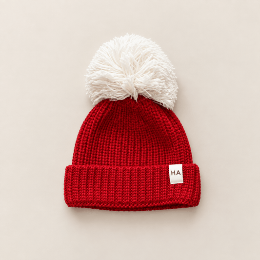 Red Organic Cotton Knit Baby Beanie Hat - Harp Angel Boutique