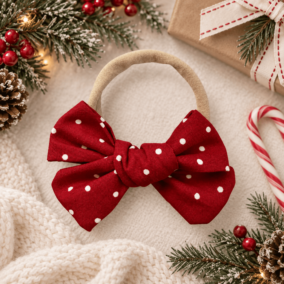 Red Polka Dot Bow Headband | Clip - Harp Angel Boutique