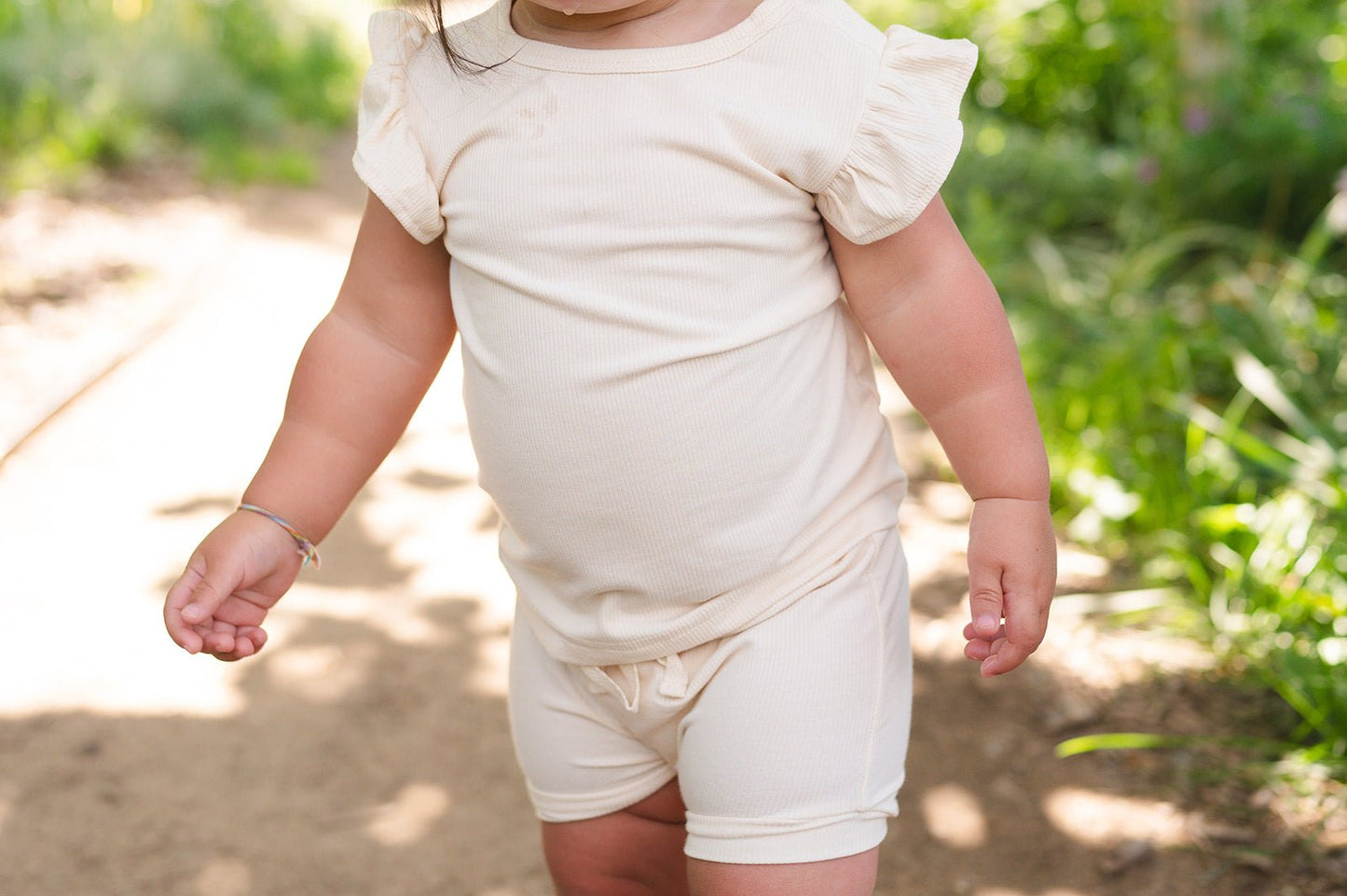 Ruffle Ribbed Short Set - Cream - Harp Angel Boutique