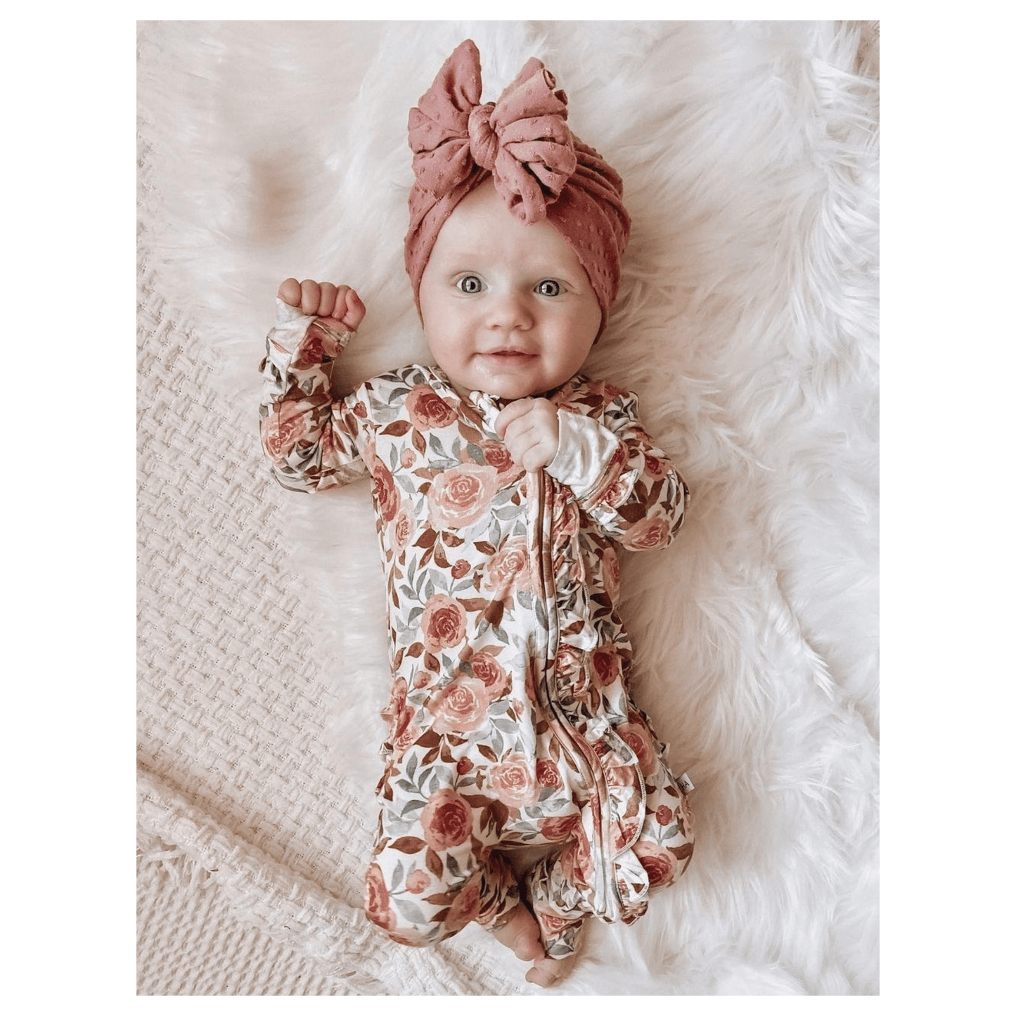 Ruffle Zipper One Piece - Dusty Pink Floral - Harp Angel Boutique