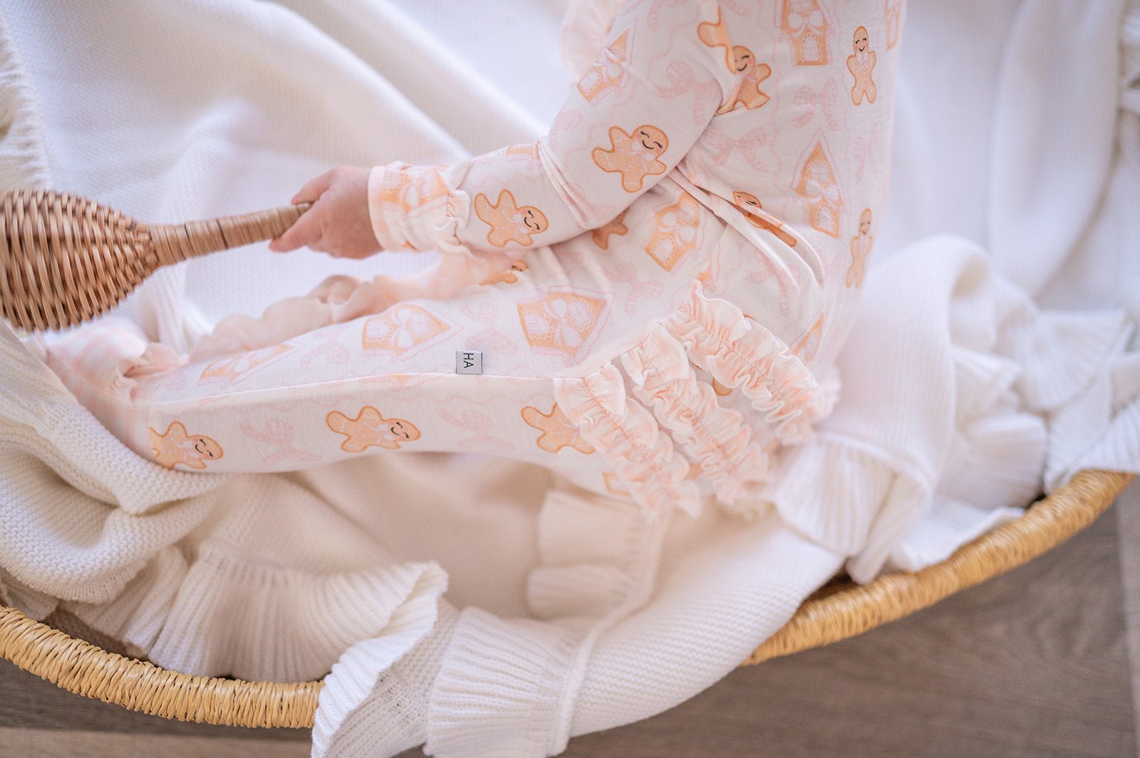 Ruffle Zipper Romper - Gingerbread Dreams - Harp Angel Boutique