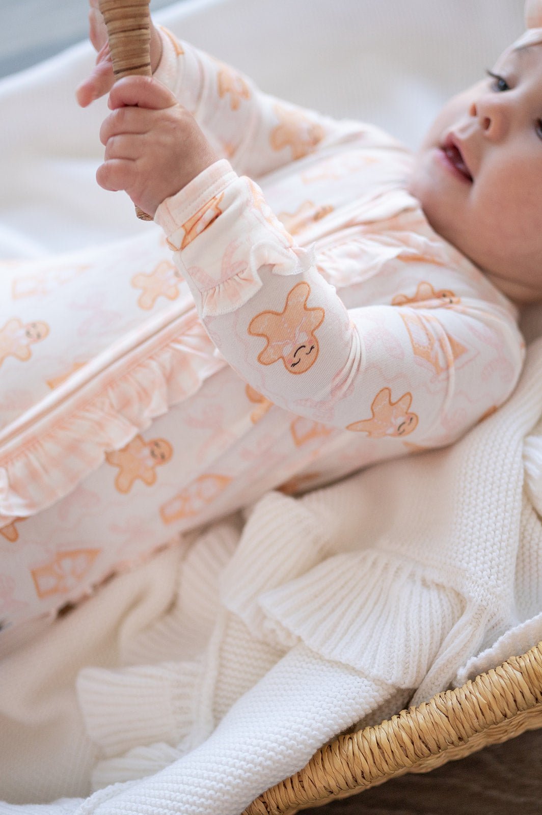 Ruffle Zipper Romper - Gingerbread Dreams - Harp Angel Boutique