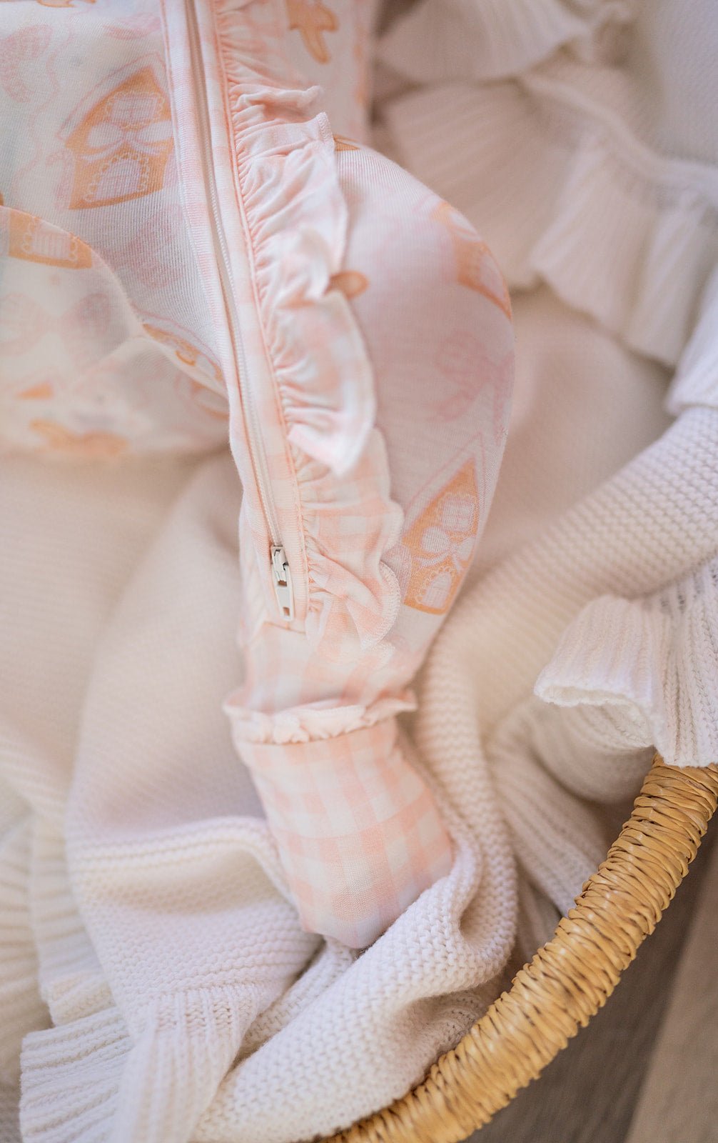 Ruffle Zipper Romper - Gingerbread Dreams - Harp Angel Boutique