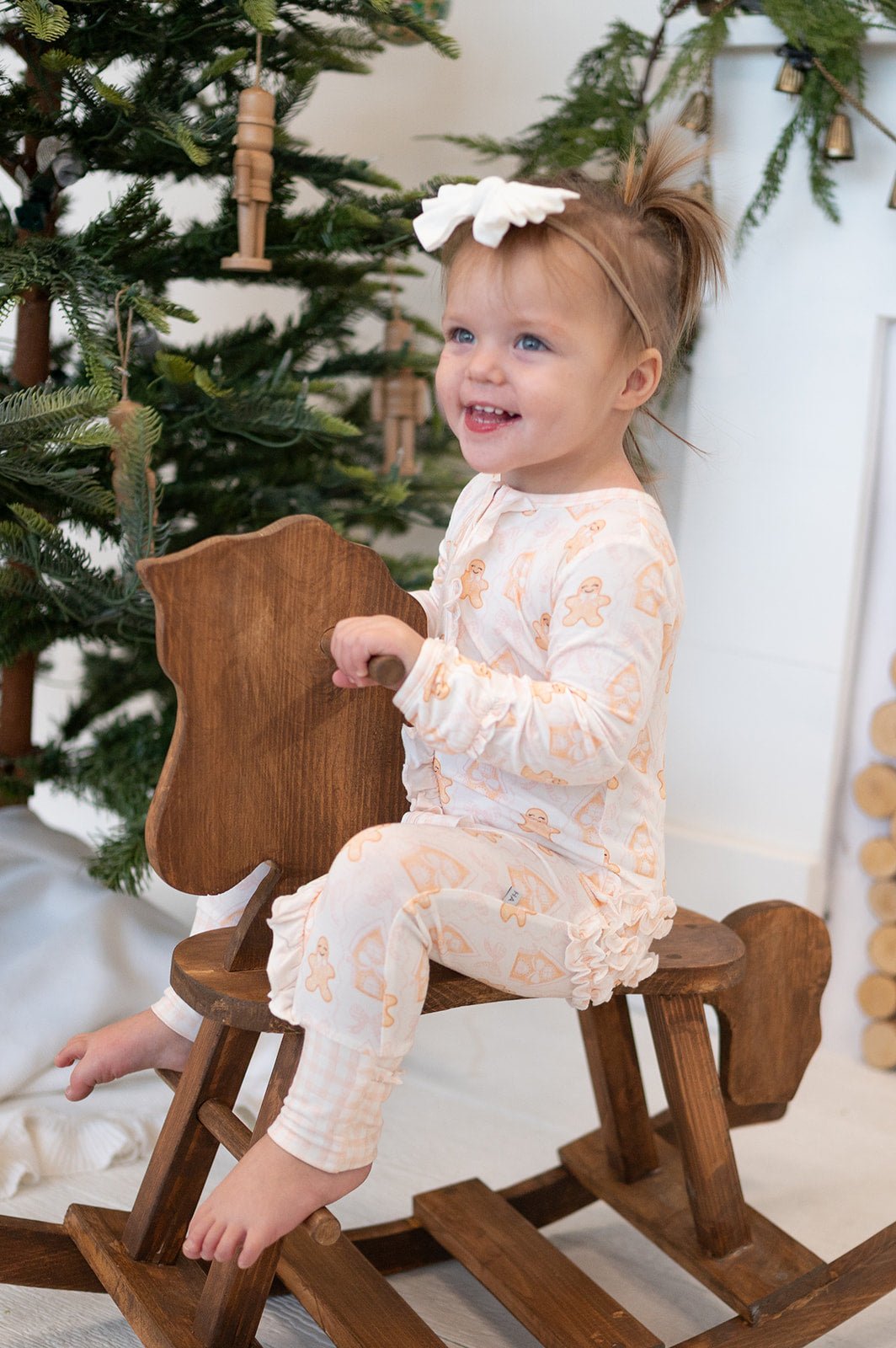 Ruffle Zipper Romper - Gingerbread Dreams - Harp Angel Boutique