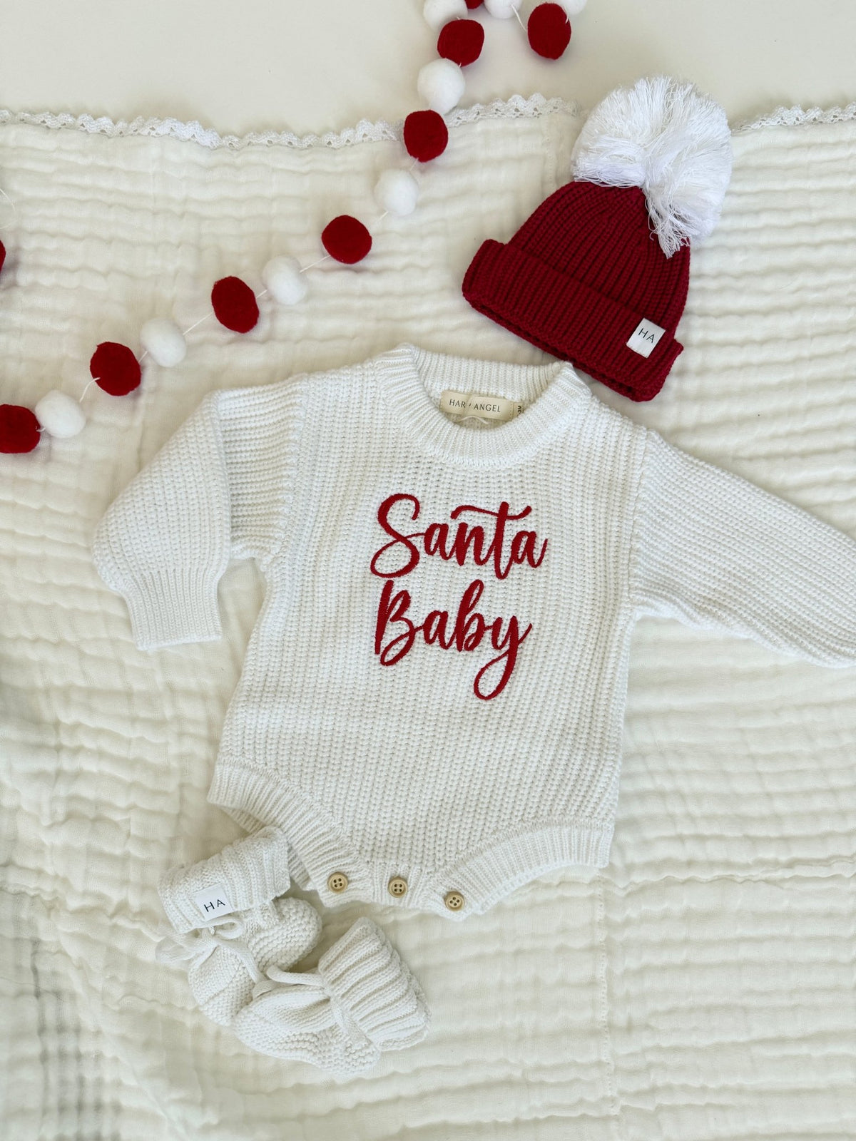 Santa Baby Organic Knit Bodysuit | Baby’s First Christmas - Harp Angel Boutique