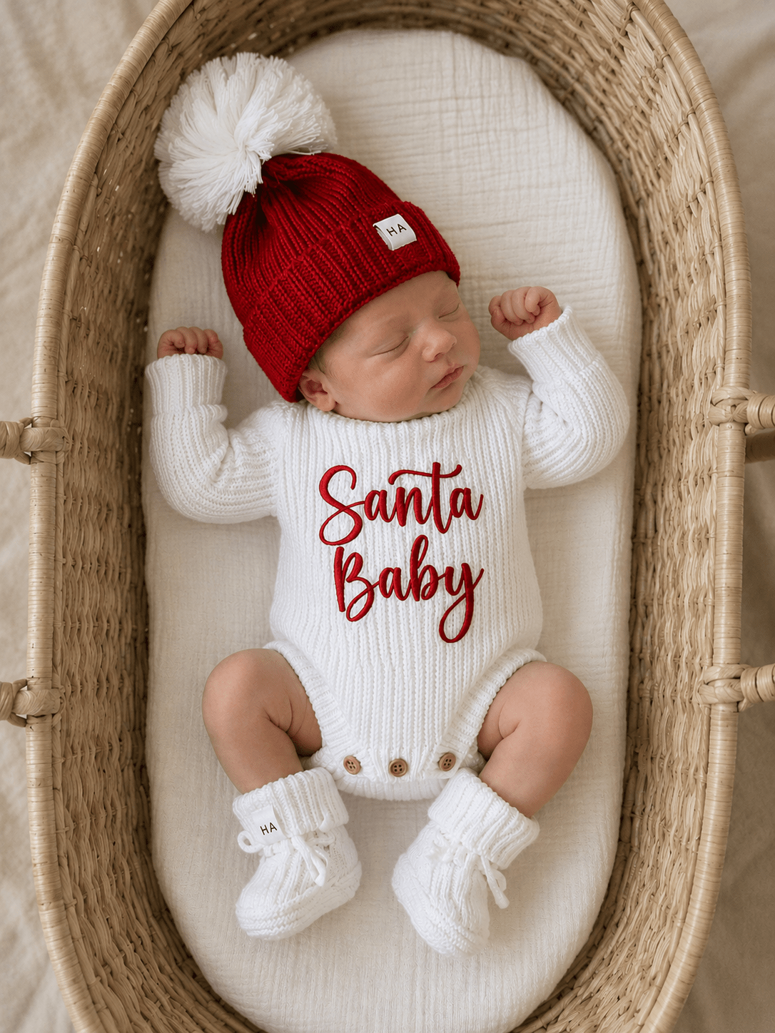 Santa Baby Organic Knit Bodysuit | Baby’s First Christmas | PRE-ORDER - Harp Angel Boutique