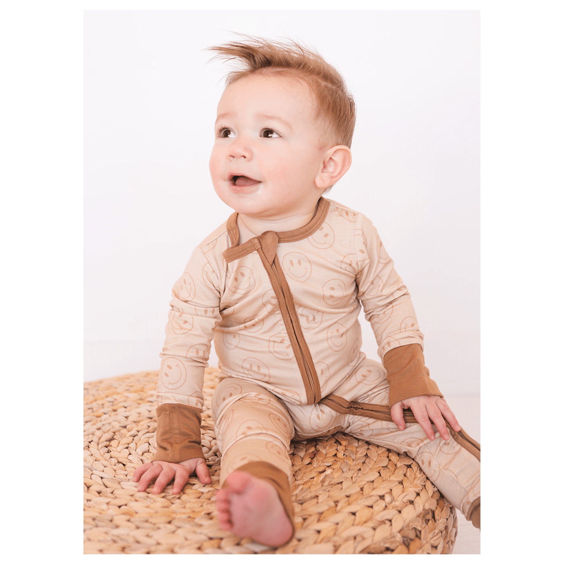 Smiley Face Baby Pajamas | Zipper Romper - Harp Angel Boutique