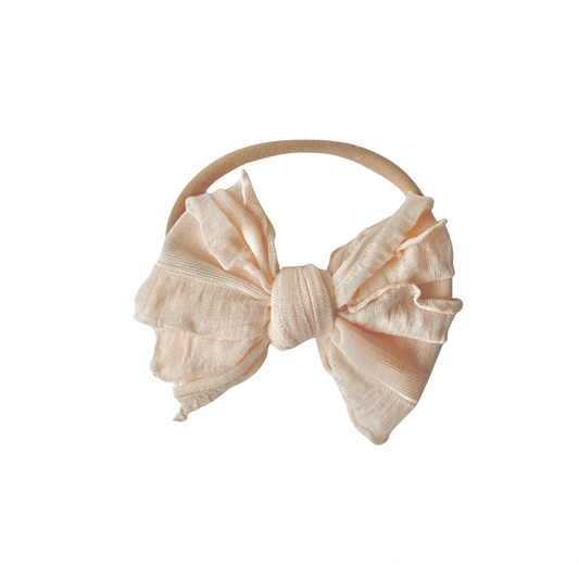 Soft Apricot Chiffon One Size Knot Bow Headband - Harp Angel Boutique