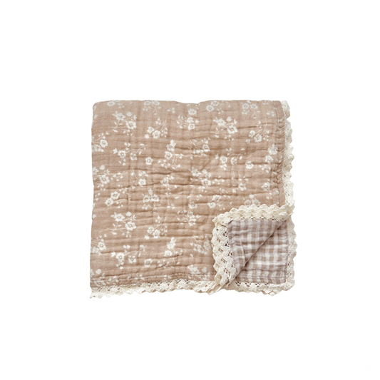 Sweet Pea Lace Organic Muslin 6-Layer Blanket - Harp Angel Boutique