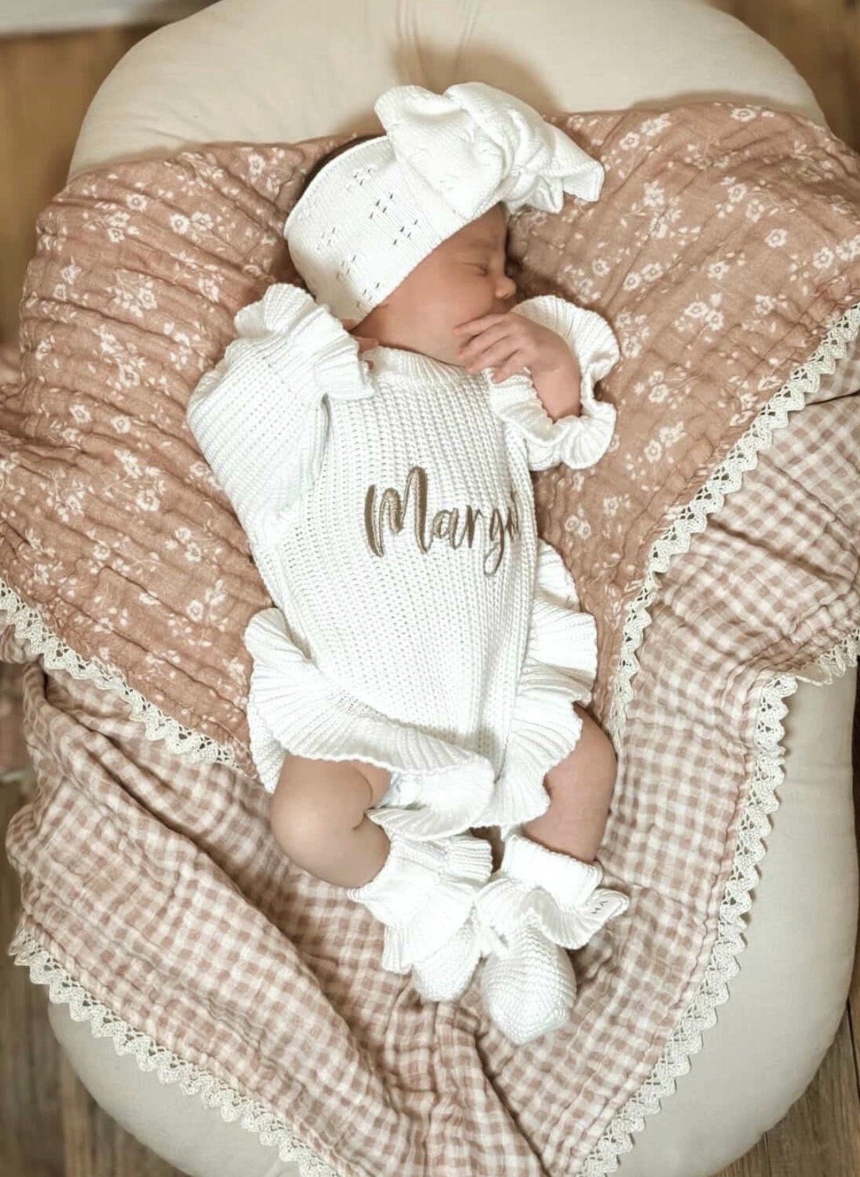Sweet Pea Lace Organic Muslin 6-Layer Blanket
