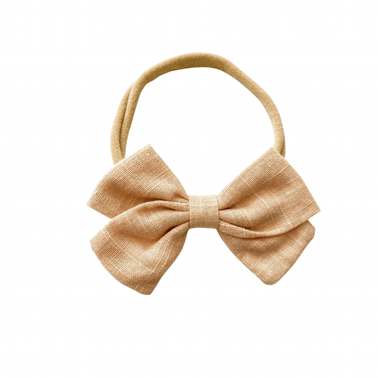Tan Bow One Size Nylon Headband - Harp Angel Boutique