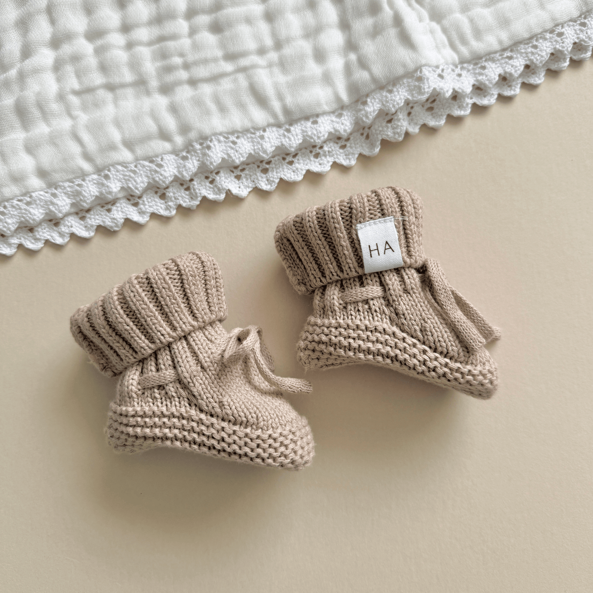 Taupe Organic Cotton Knit Romper | Personalized - Harp Angel Boutique