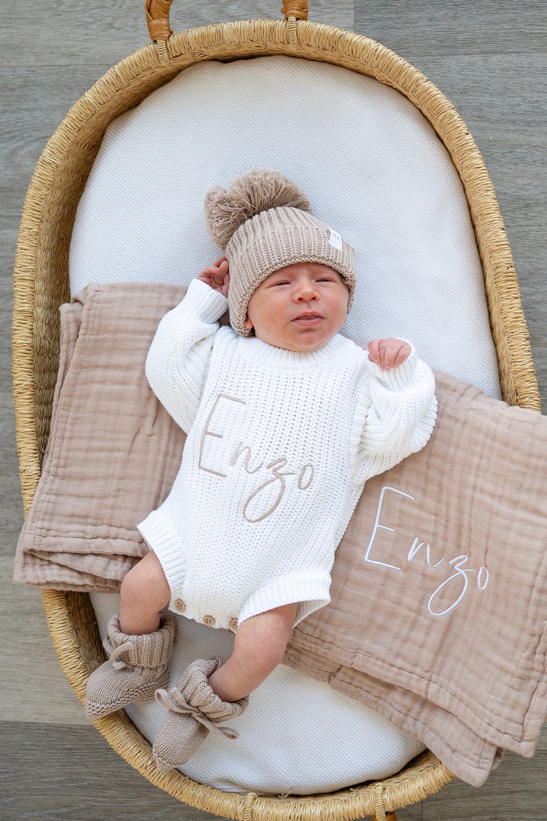 Taupe Organic Cotton Muslin Baby Blanket - Harp Angel Boutique