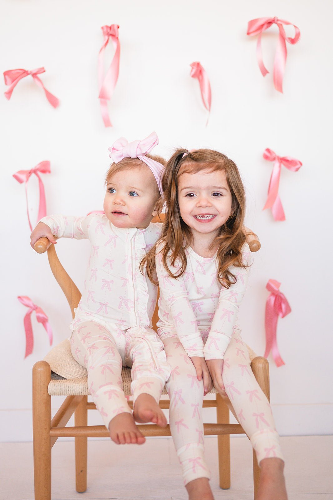 Two - Piece Pajama Set - Pink Bows - Harp Angel Boutique