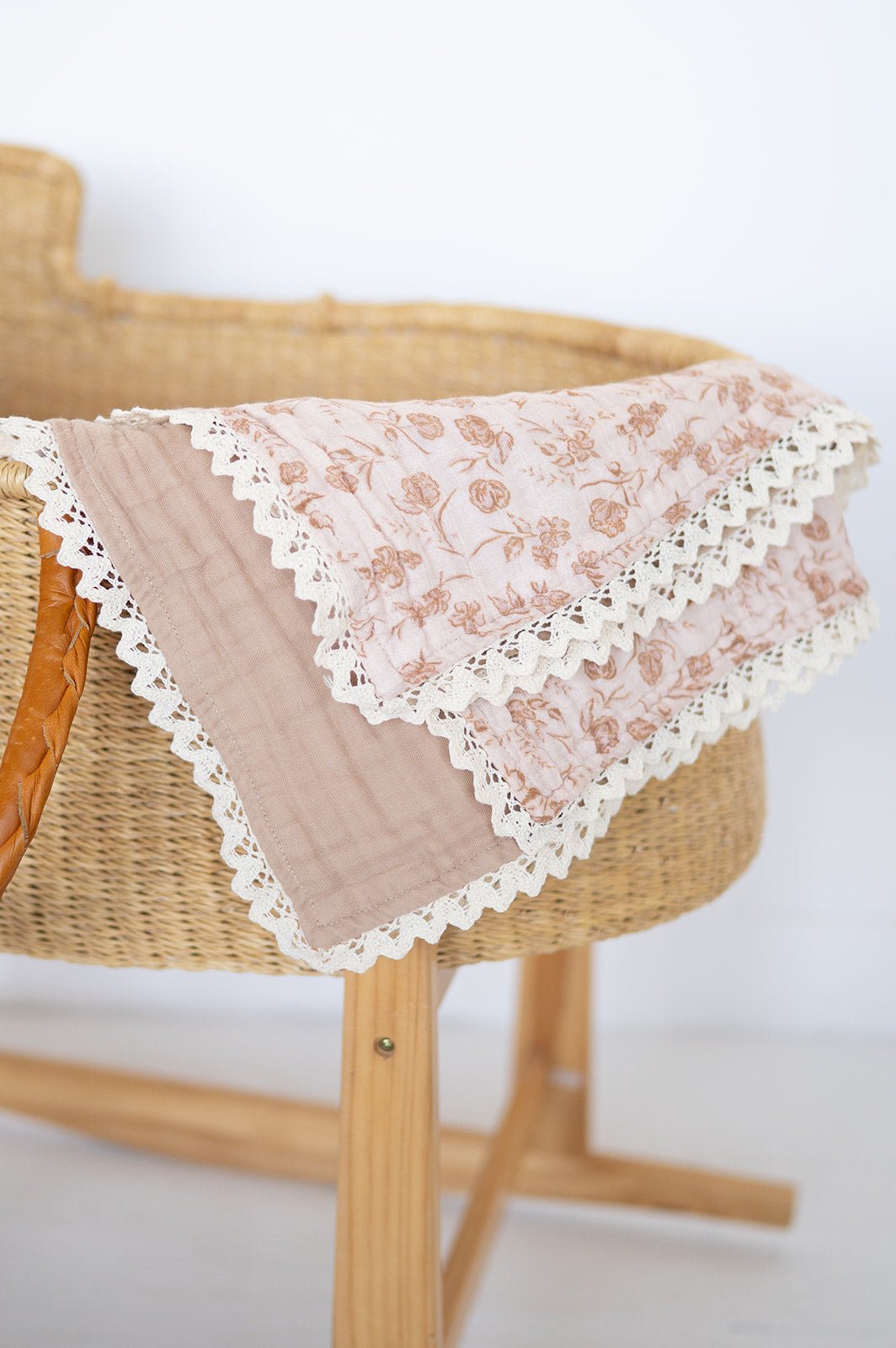 Vintage Floral Lace Organic Muslin 6-Layer Blanket - Harp Angel Boutique