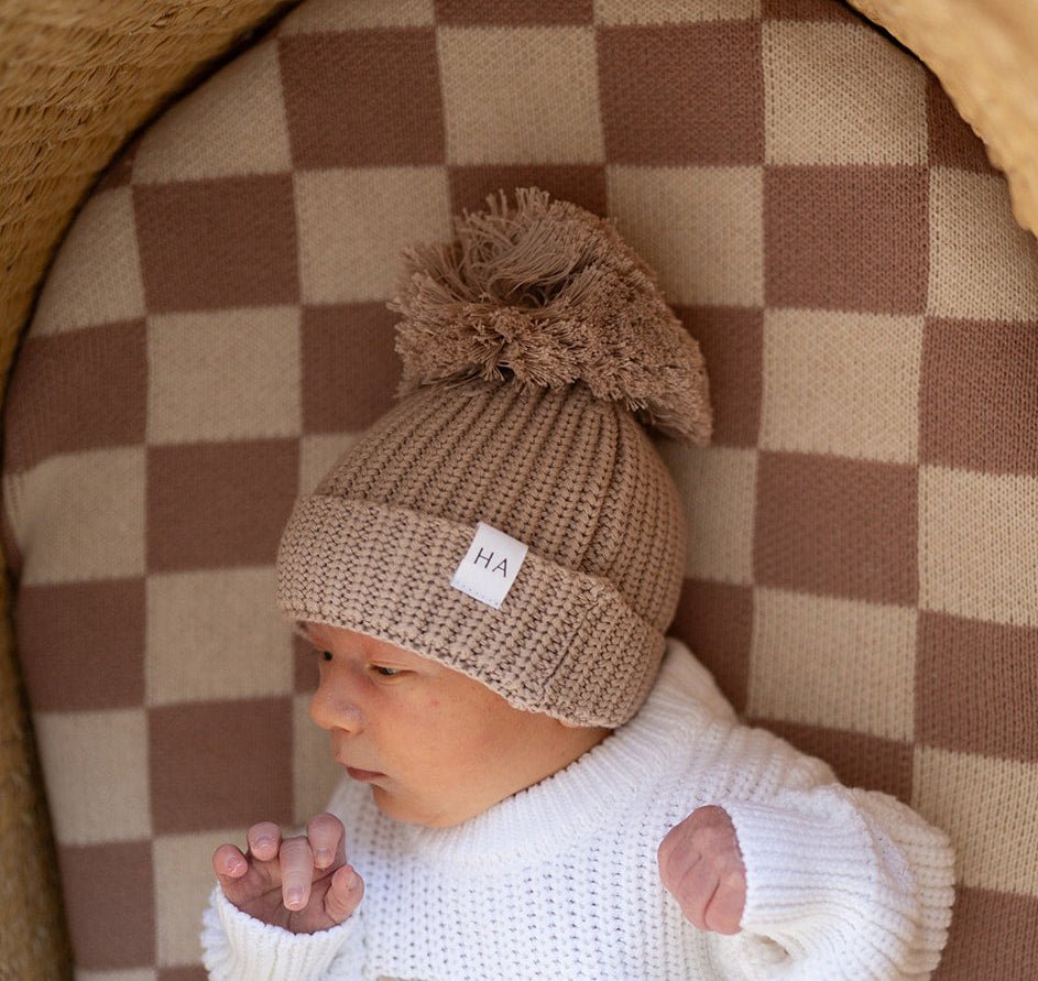 White Organic Cotton Knit Romper | He’s Here Bundle Taupe - Harp Angel Boutique