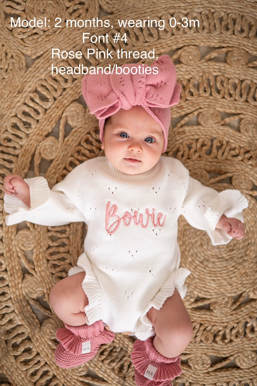 White Pointelle Organic Knit Ruffle Romper | Personalized Name Bundle - Harp Angel Boutique