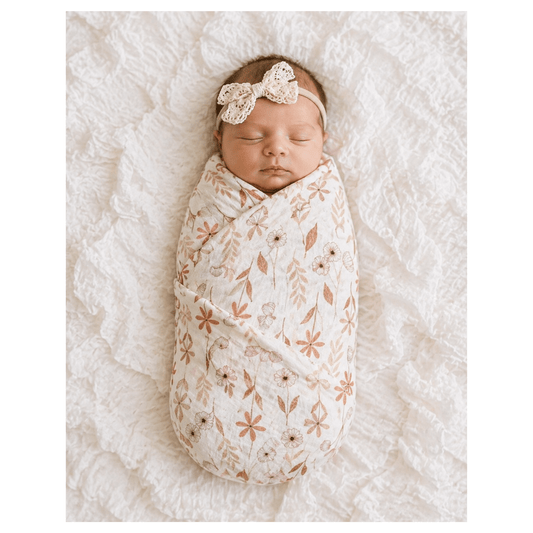 Wildflower Bamboo Baby Swaddle Blanket – Stretch Newborn Swaddle - Harp Angel Boutique