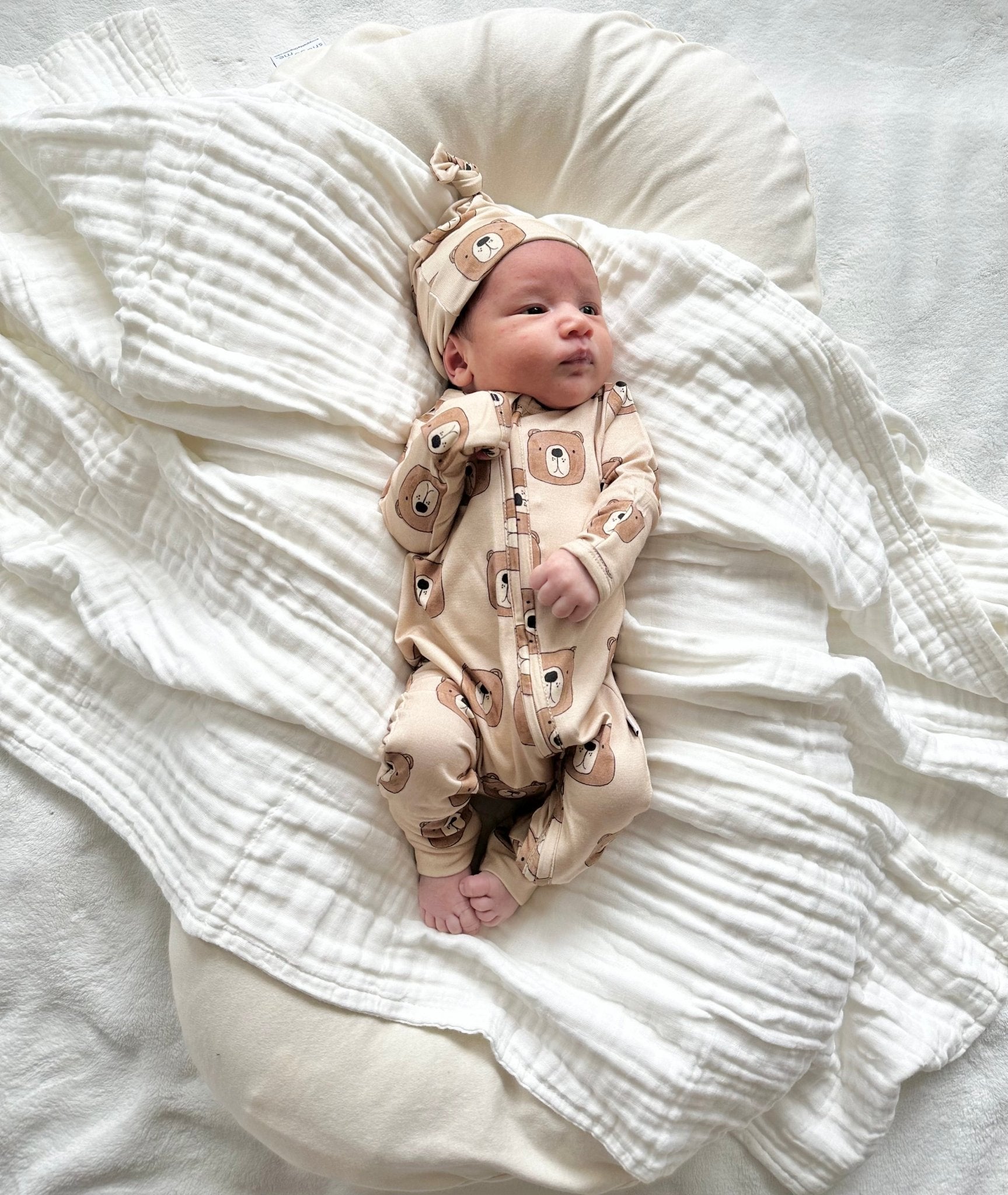 Zipper Romper - Brown Bear - Harp Angel Boutique
