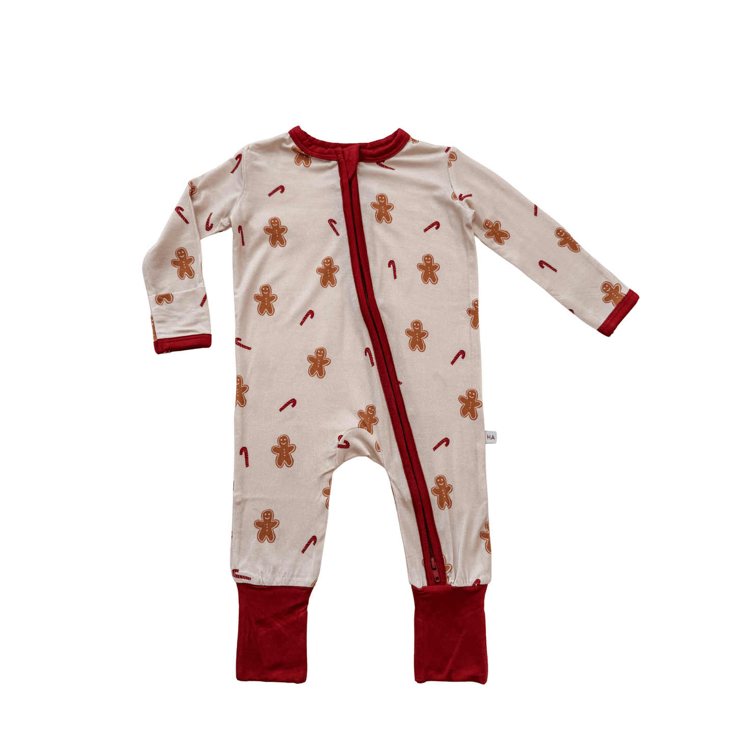 Zipper Romper - Candy Cane Gingerbread - Harp Angel Boutique