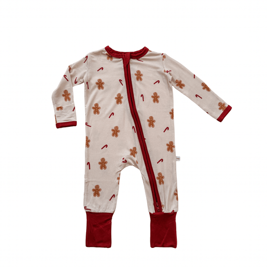 Zipper Romper - Candy Cane Gingerbread - Harp Angel Boutique