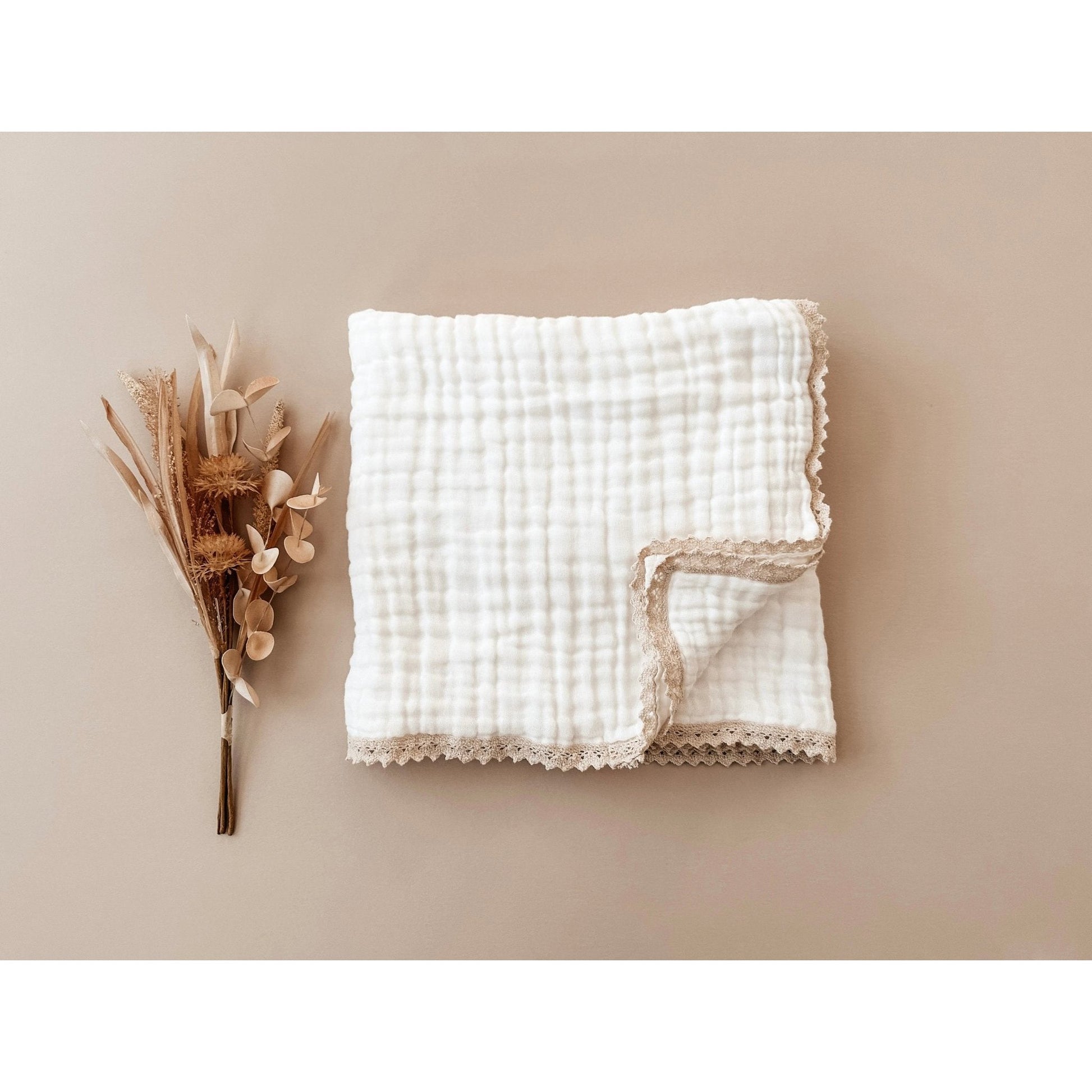 6-Layer Blanket - Cream Lace - Harp Angel Boutique
