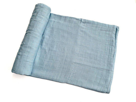 Blue Muslin Baby Swaddle Blanket - Harp Angel Boutique