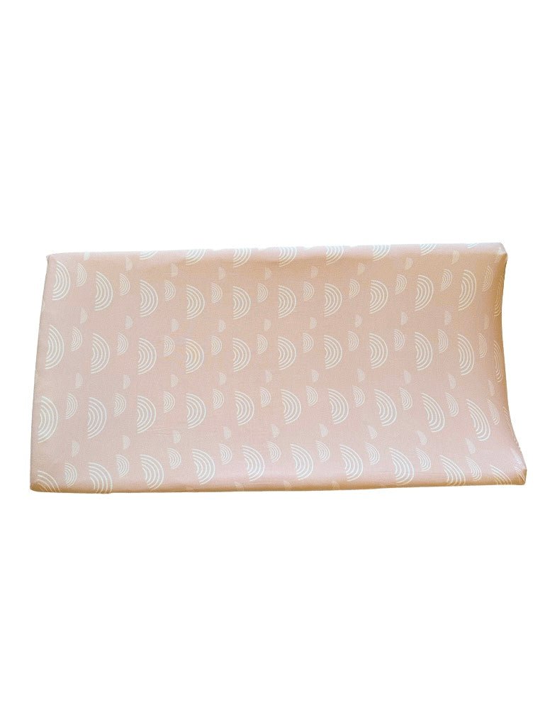 Bamboo Premium Changing Pad Cover - Blush Pink Rainbow - Harp Angel Boutique
