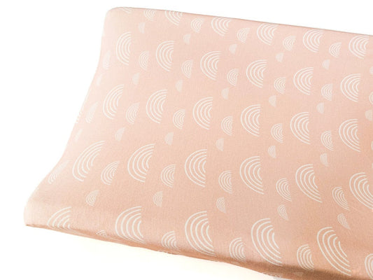 Bamboo Premium Changing Pad Cover - Blush Pink Rainbow - Harp Angel Boutique