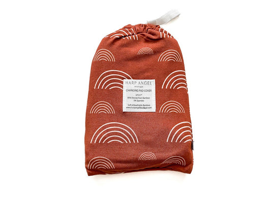 Bamboo Premium Changing Pad Cover - Rust Rainbow - Harp Angel Boutique