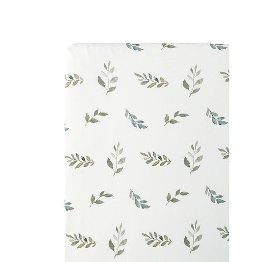 Bamboo Premium Fitted Crib Sheet - Green Leaves - Harp Angel Boutique