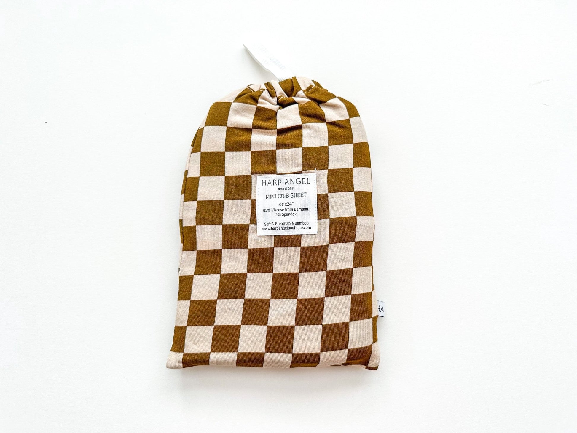 Bamboo Premium Fitted Crib Sheet - Toffee Checkered - Harp Angel Boutique