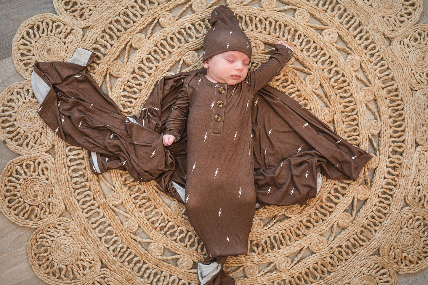 Bamboo Stretch Swaddle - Brown Lightning - Harp Angel Boutique