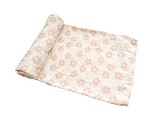 Blush Daisy Muslin Swaddle Blanket - Harp Angel Boutique