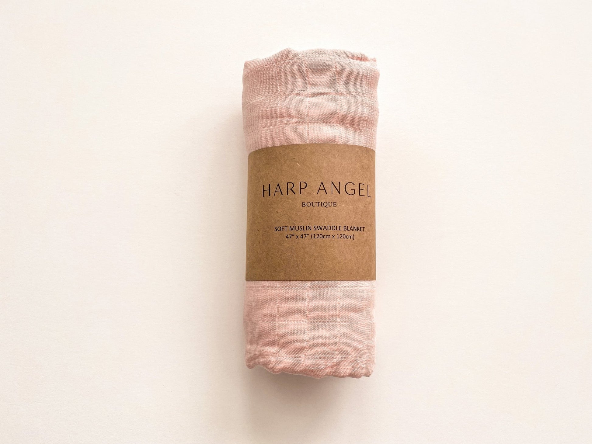 Blush Pink Bamboo Cotton Muslin Baby Swaddle Blanket - Harp Angel Boutique