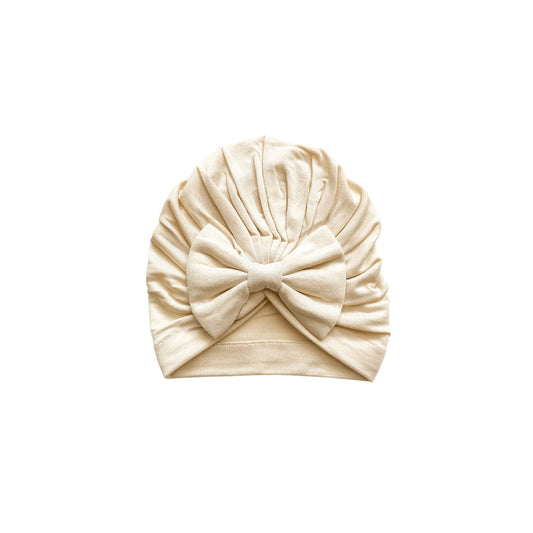 Bow Turban Hat - Cream - Harp Angel Boutique