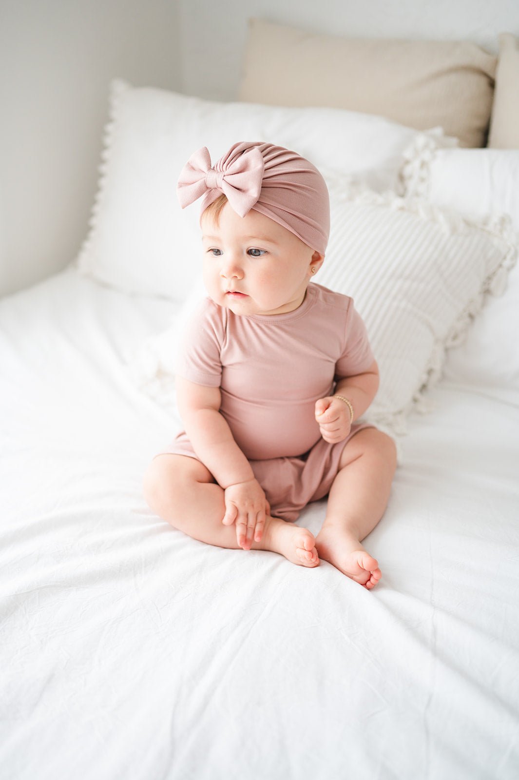 Bow Turban Hat - Dusty Pink - Harp Angel Boutique