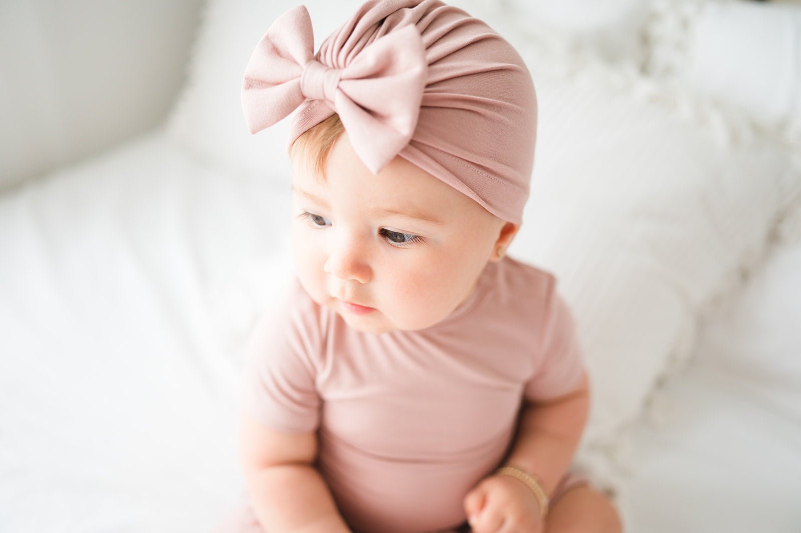 Bow Turban Hat - Dusty Pink - Harp Angel Boutique