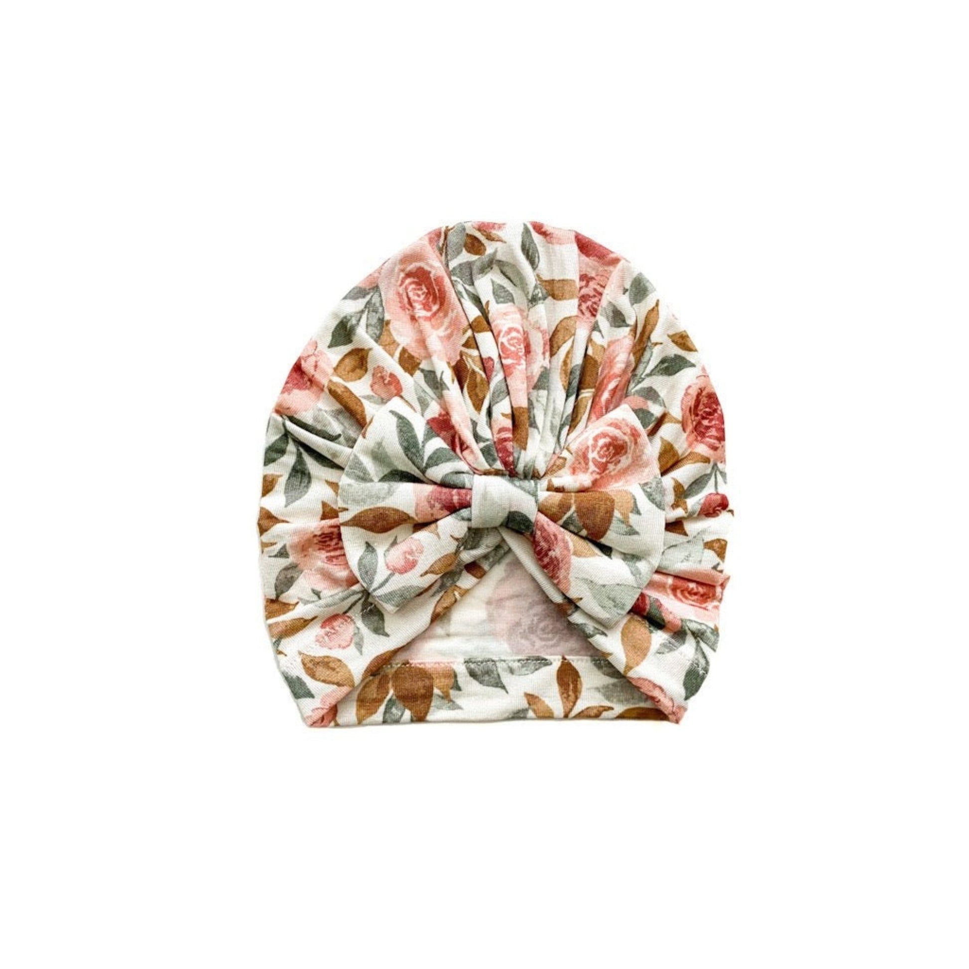 Bow Turban Hat - Dusty Pink Floral - Harp Angel Boutique