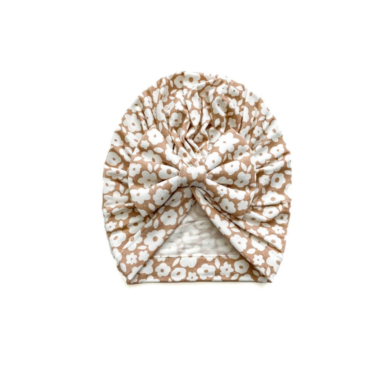 Bow Turban Hat - Mocha Ditsy Floral - Harp Angel Boutique