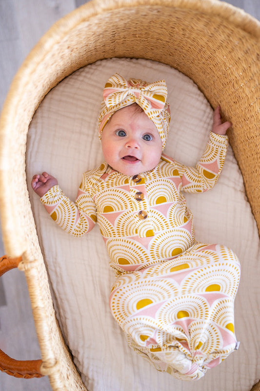 Bow Turban Hat - Vintage Sunshine - Harp Angel Boutique