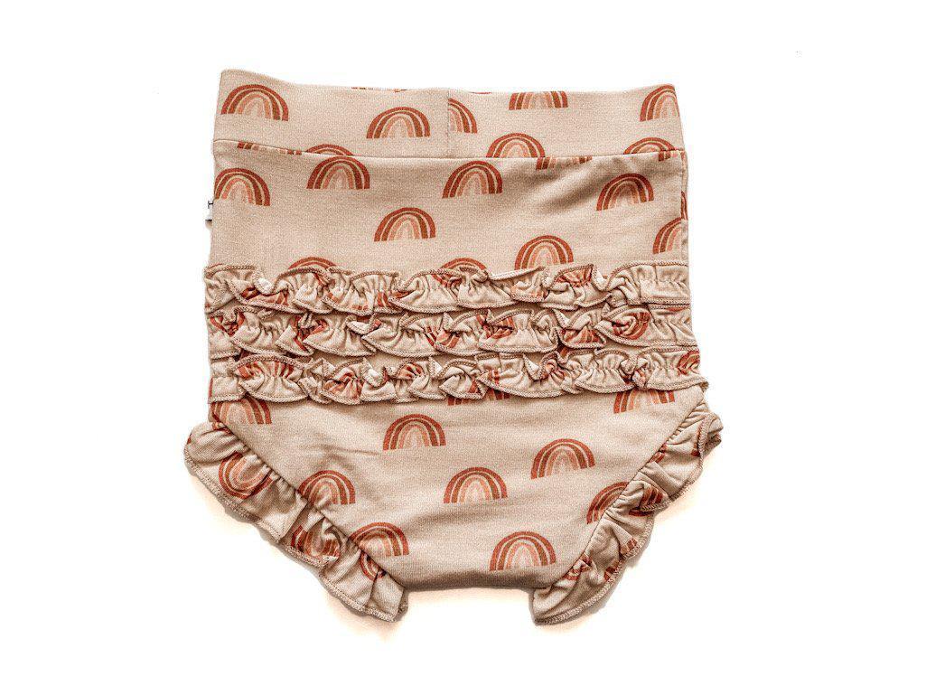 Brown Rainbow Ruffle Bloomer shorts - Harp Angel Boutique