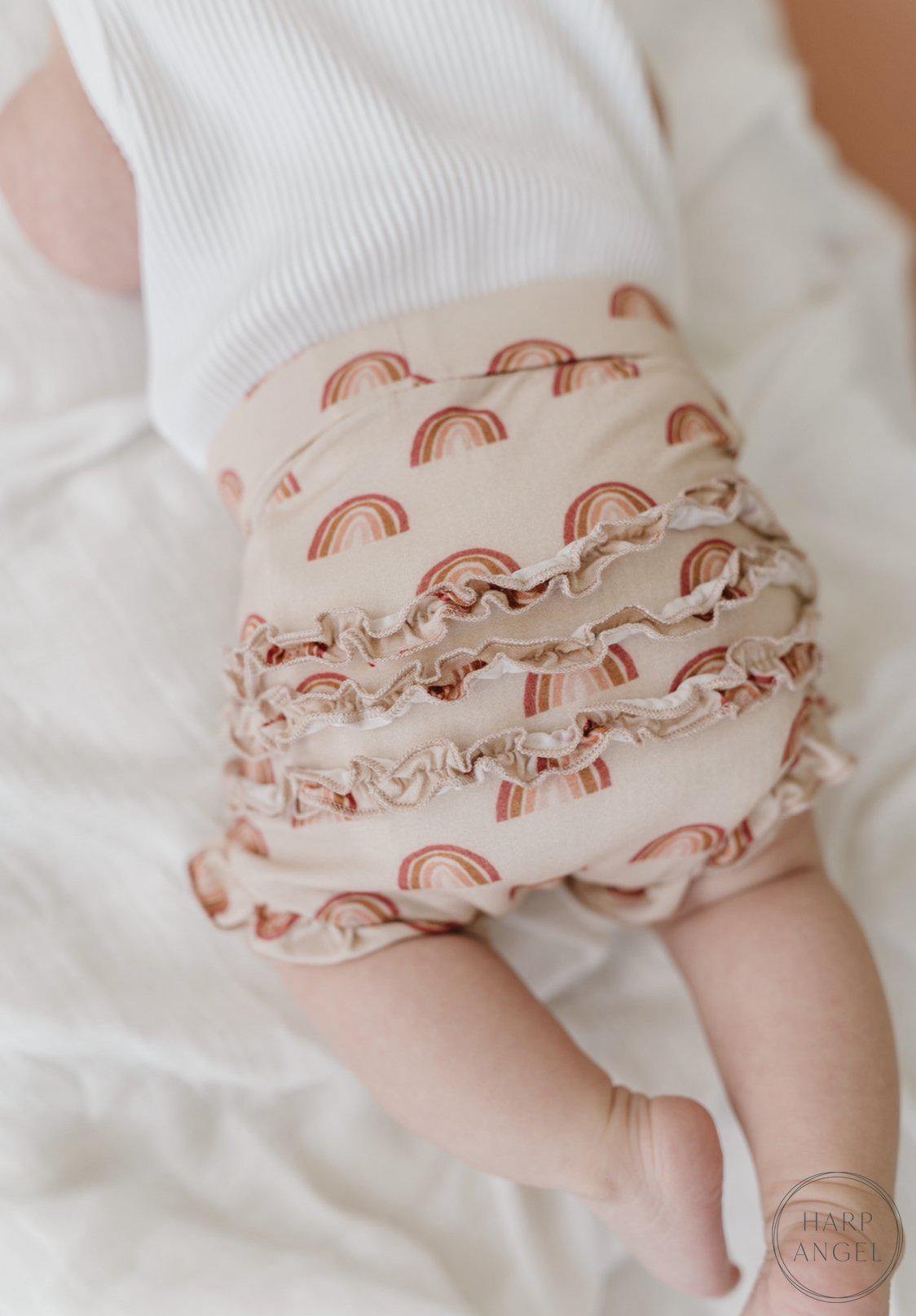 Brown Rainbow Ruffle Baby Bloomers - Harp Angel Boutique