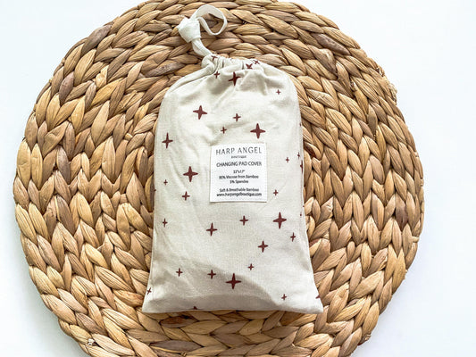 Brown Stars Bamboo Changing Pad Cover - Harp Angel Boutique