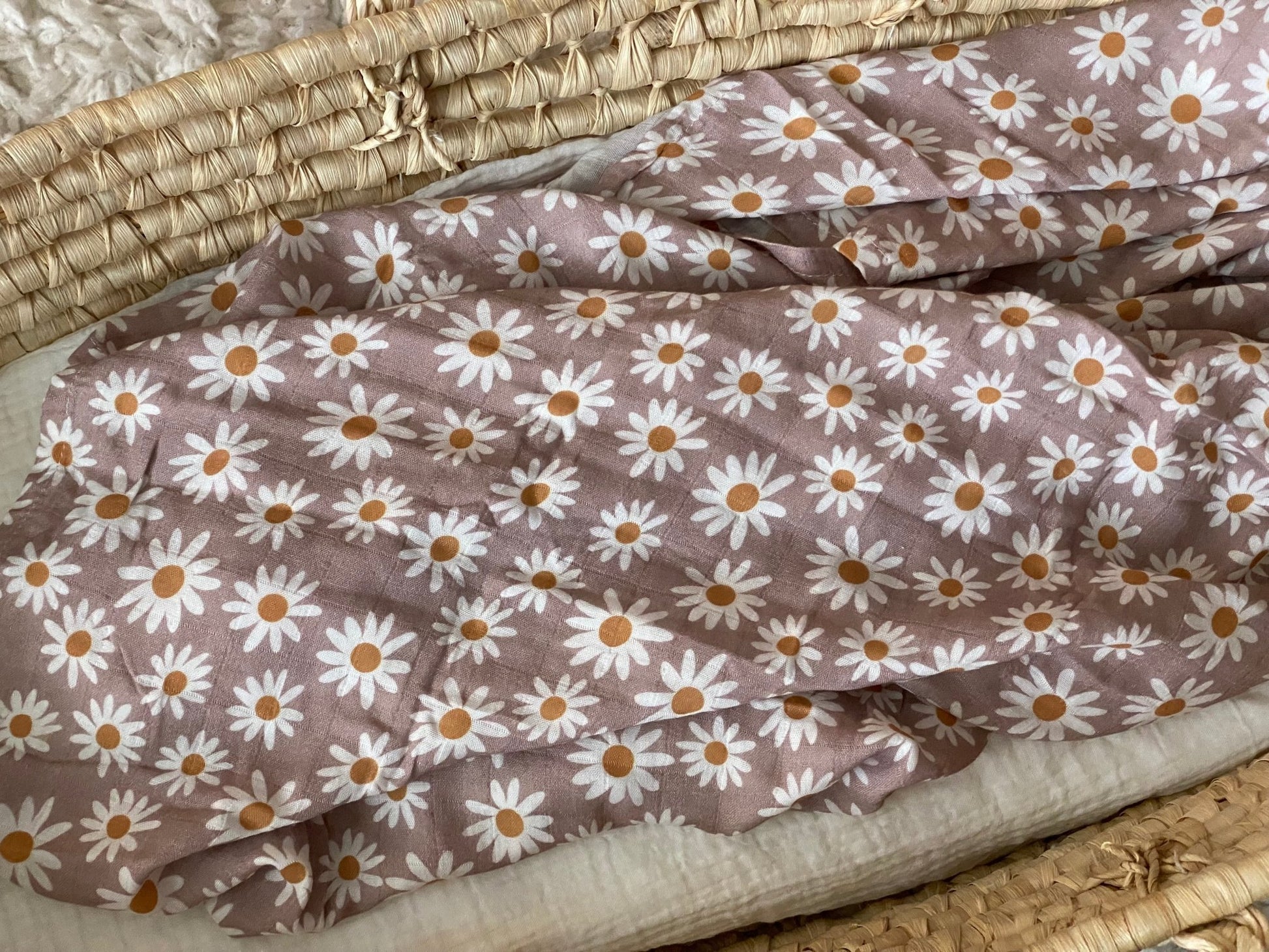 Dusty Daisy Floral Muslin Swaddle Blanket - Harp Angel Boutique