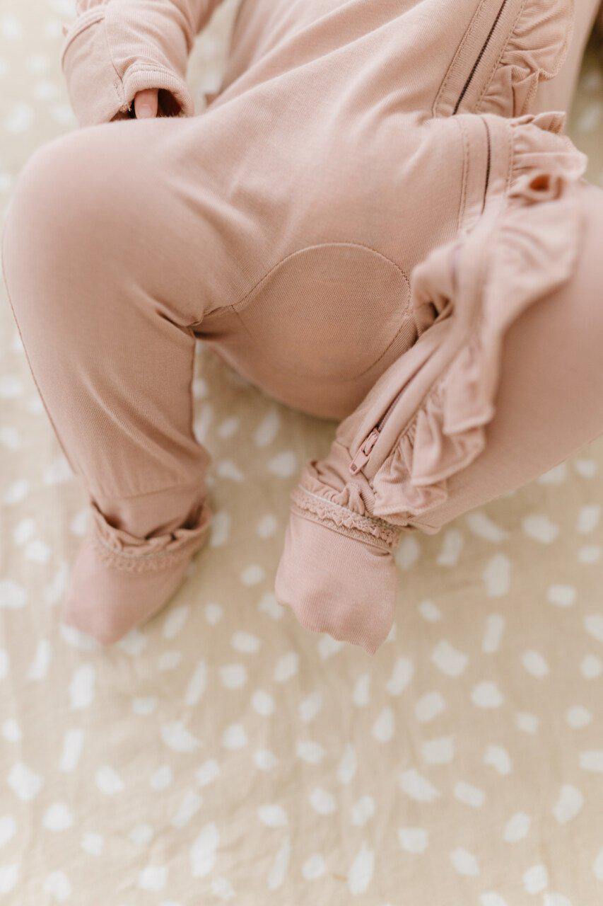 Dusty Pink Ruffle Zipper Outfit - Harp Angel Boutique