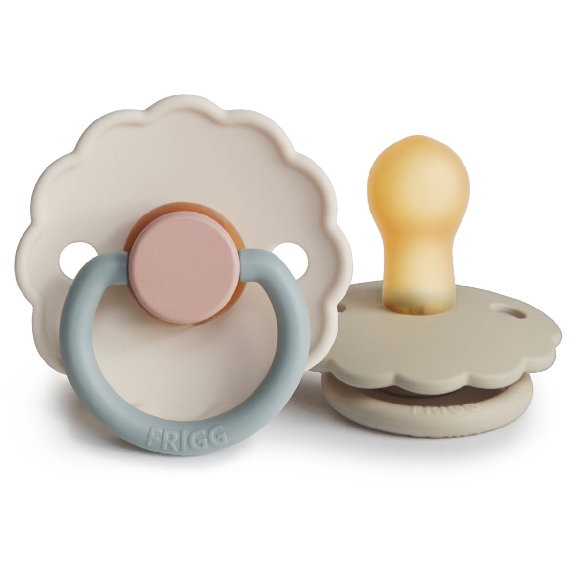 FRIGG Daisy Natural Rubber Pacifier Colorblock (Cotton Candy/Sandstone) - Harp Angel Boutique
