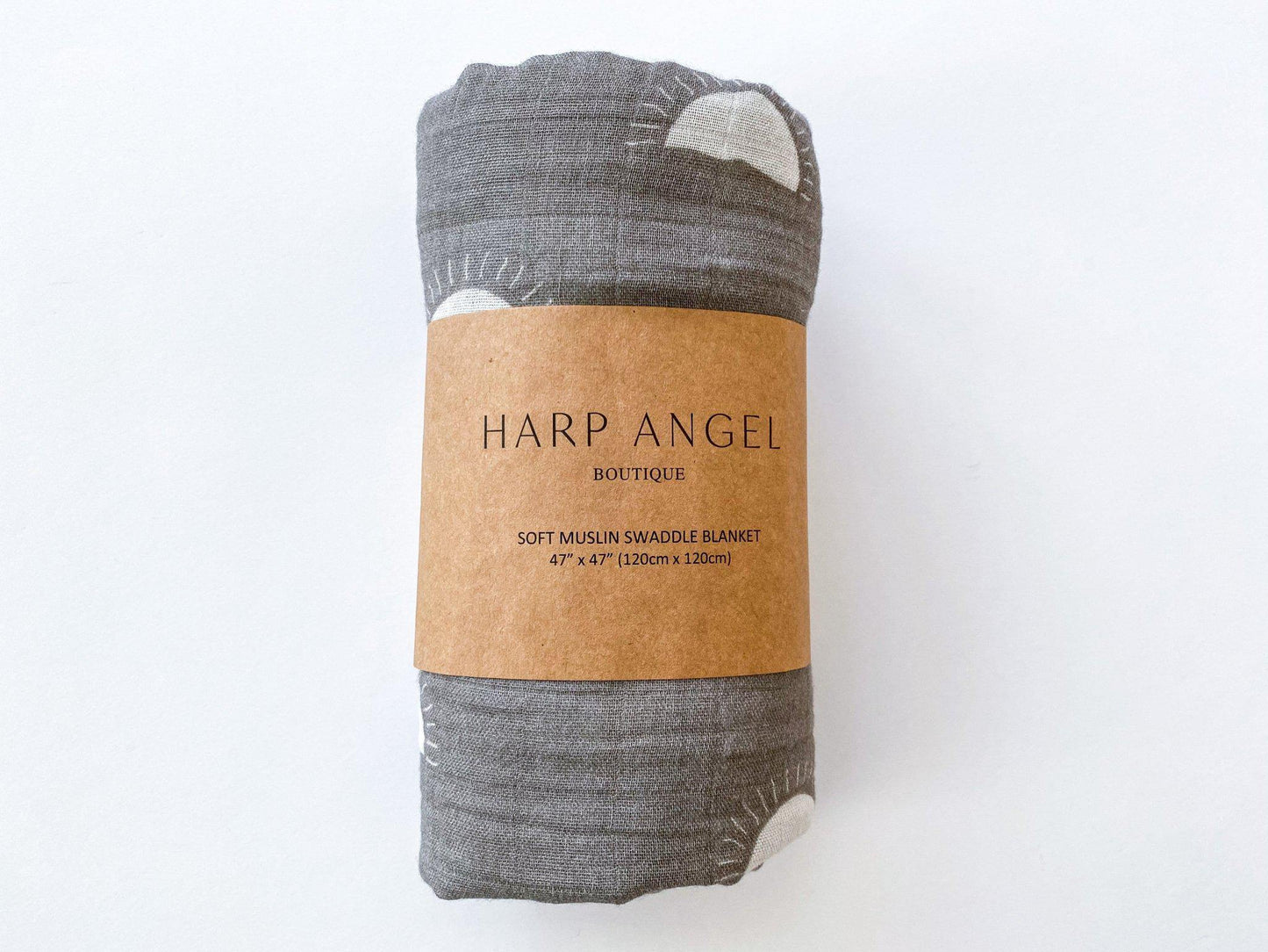 Gray Sun Muslin Swaddle Blanket - Harp Angel Boutique